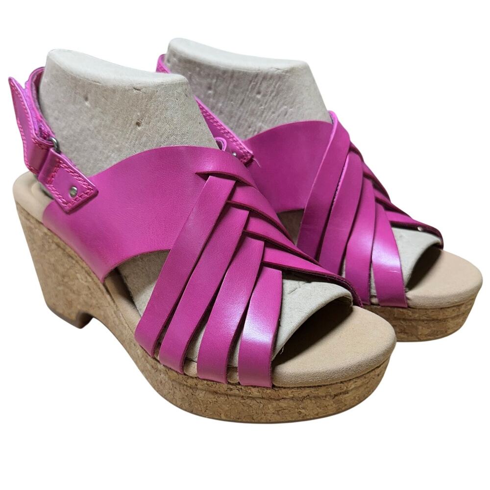 Clarks Giselle Ivy Women's Wedge Sandals in Pink Size 7W New in Box